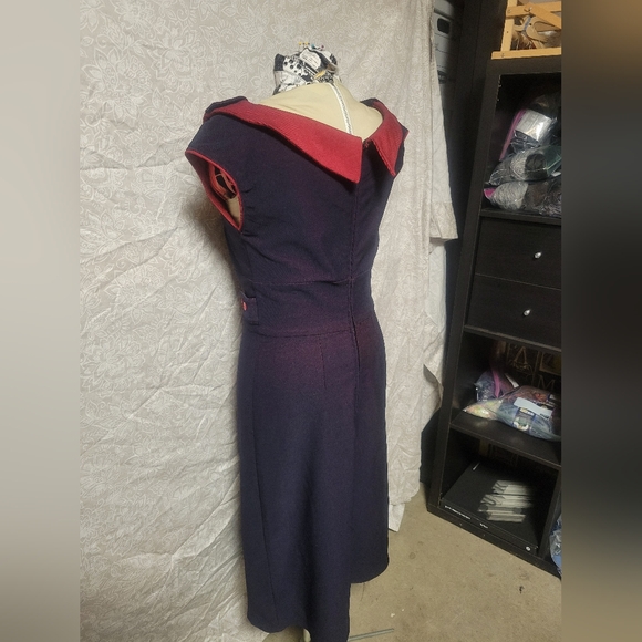 Perfect pinup dress navy red Stop Staring L - Picture 10 of 10
